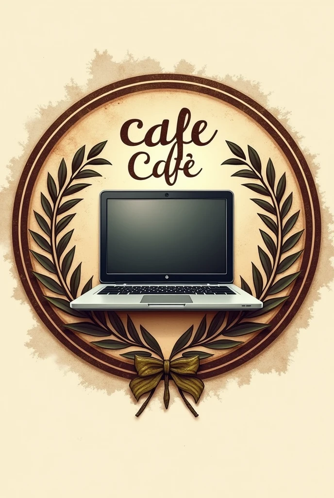 Create a business computer café circle logo with a vintage style but modern