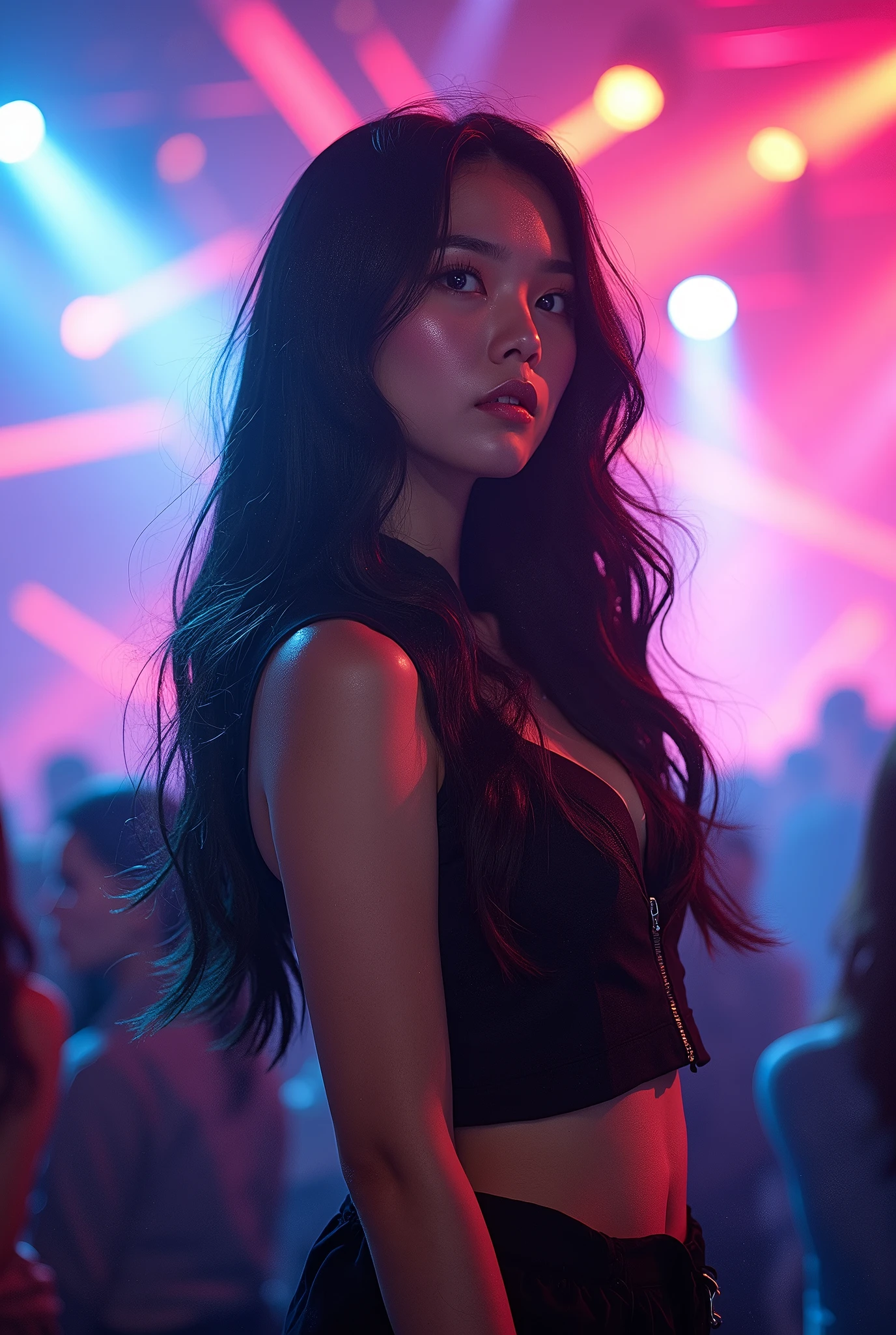 Create a member for a kpop group, she has to have black hair, be between 20 and 18 years old and be Korean