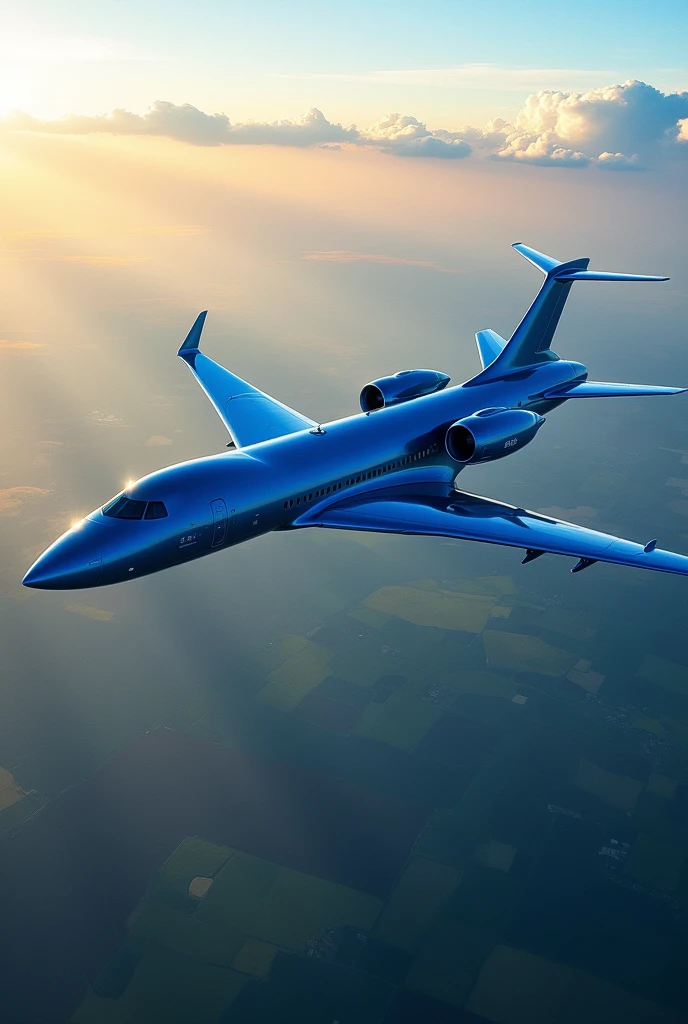 Blue supersonic plane carrying 3000 people