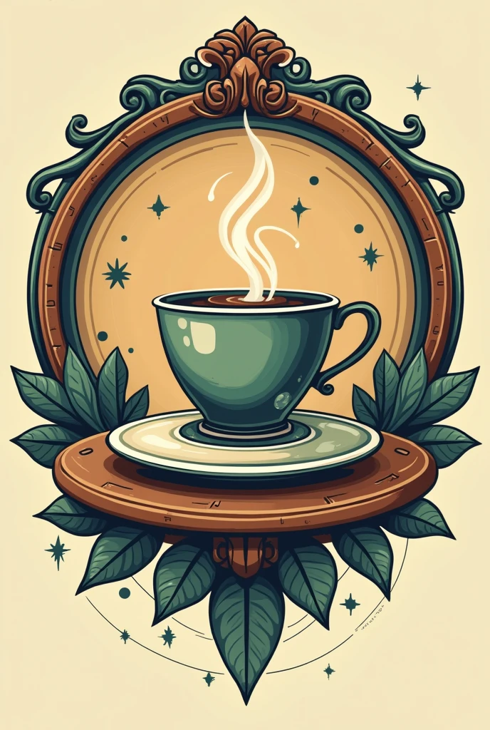 Create a computer café circle logo with a vintage style but modern for a business logo