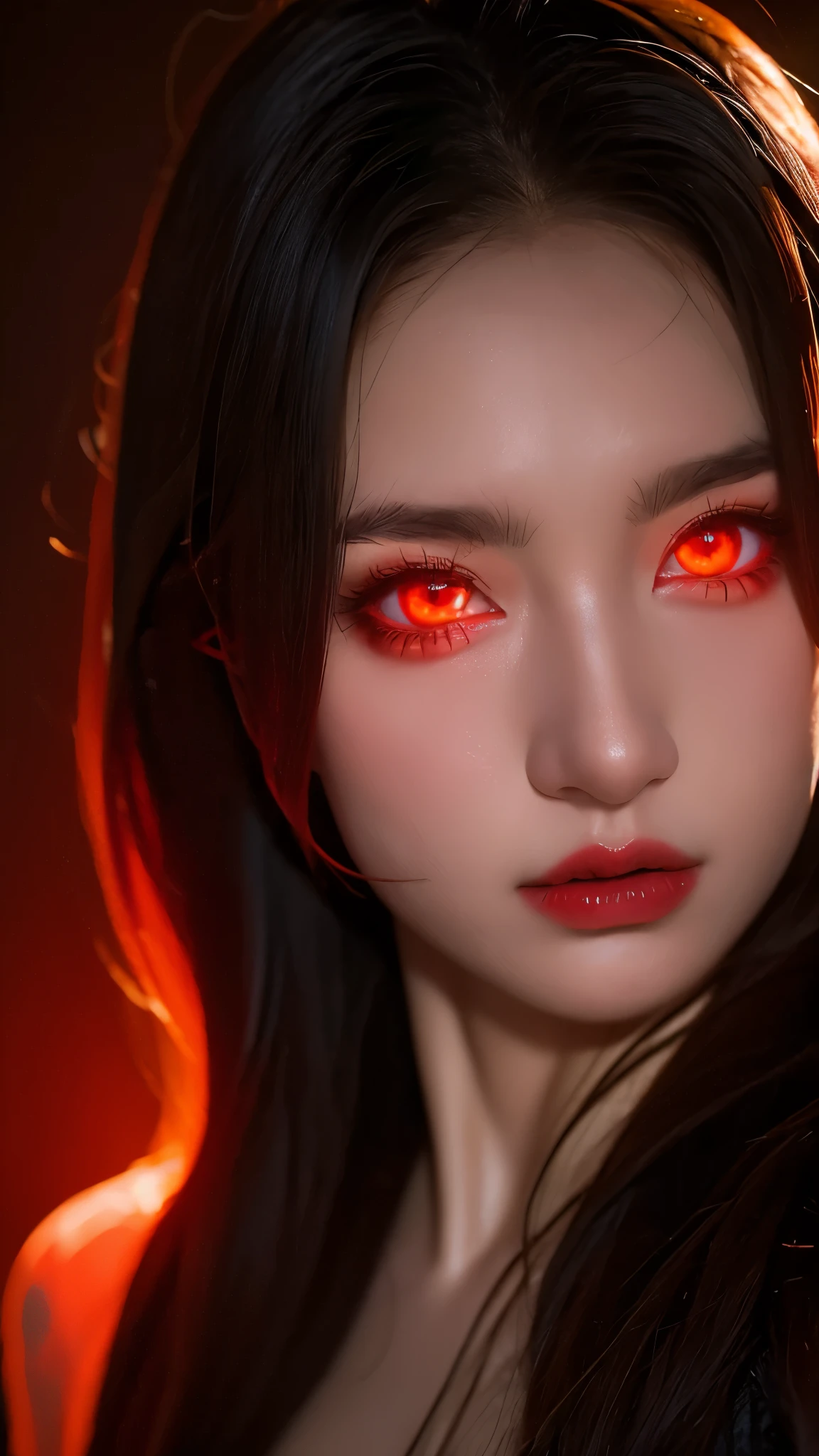 A hauntingly beautiful portrait of a devilish figure with glowing eyes, exuding an unforgettable sense of darkness and danger. Rendered in the highest quality and with incredible detail, this image will leave a lasting impression.