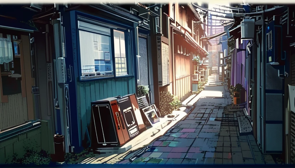 Super detailed:1.3, (Absurd, texture, masterpiece), pixiv Contest Winner, John Berkey, Dynamic cartoon style illustrations,Oversized T-shirt、stand lighting、Colored pencil style、ヘッドフォンを着hairた2人のがベッドに座ってビデオゲームをプレイしているアニメの寝室のシーン,Room with window、High precision、detailed、8hair,Dark aesthetic,Euphoric,Black shorts,Beautiful woman,Old alley background, Dozing off,Crayon colored zentangle,overview,Anime key visual,Japanese style,Kyoto background,Makoto Shinkai style,High resolution, Ultra high definition, Highest quality,