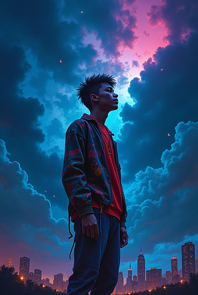 Album cover for the album of the name "ON MY WAY". It is talking about "being happy never goes out of style".it has a dark theme