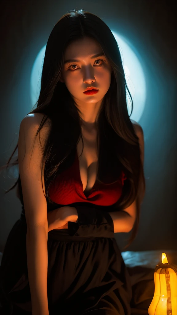Step into a world of darkness and mystery with this stunning depiction of a spiritual being. With realistic features and a spooky atmosphere, this image will transport you to another realm. Don't miss the glowing eyes that add an extra touch of eeriness.