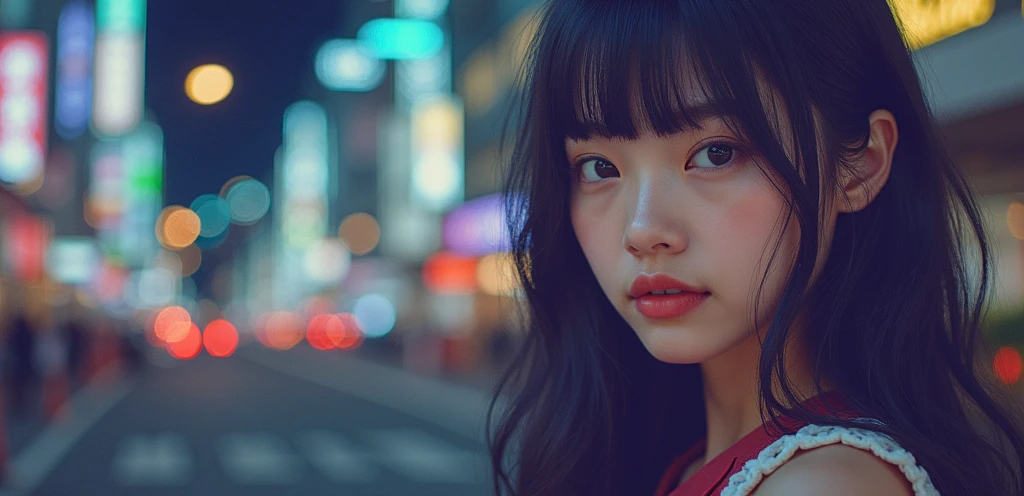 (masterpiece, best quality, hires, high resolution:1.2), (extremely detailed, intricate details, highres), (medium close-up:1.2) portrait on a (Tokyo street sunny background:1.2), (medium shot:1.2), (face focus:1.1), (soft focus:1.2), low lighting, (out of focus:1.2), bokeh, f1.4, 40mm, photorealistic, raw, 8k, ((textured skin:1.1, skin pores:0.3, realistic skin:1.1)), intricate details, 1girl, (ultra sharp image), black hair, perma straight hair style, very beautiful boys,