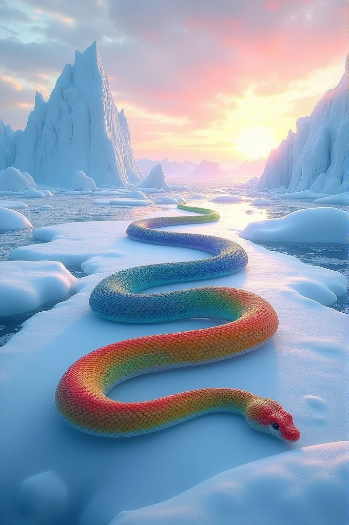 Multi-colored snakes on the ice floe