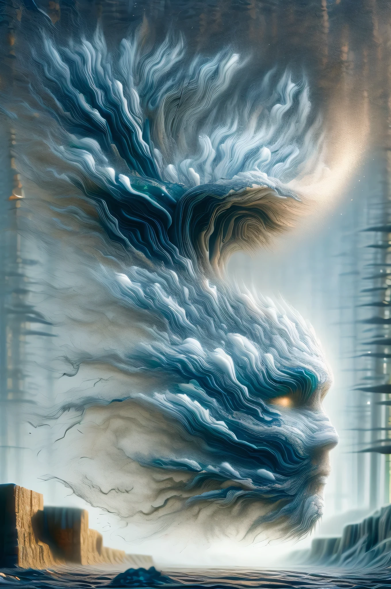 (rock with waterfalls:1.2), zydink, ink sketch, dark oil , DonMW15p, hyper detailed masterpiece, dynamic, awesome quality,floating giant nocturnal earth , oil rigs in the background, cinematic