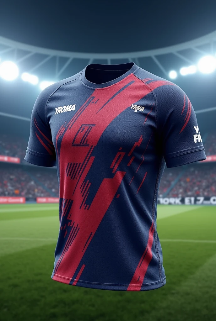 Create sublimation mockup sports jersey with panels
 with YRoma branding on it
