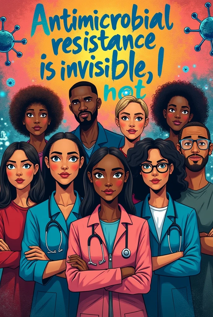 antimicrobial resistance poster, theme: educate, advocate and act now, tagline: antimicrobial resistance is invisible, i am not