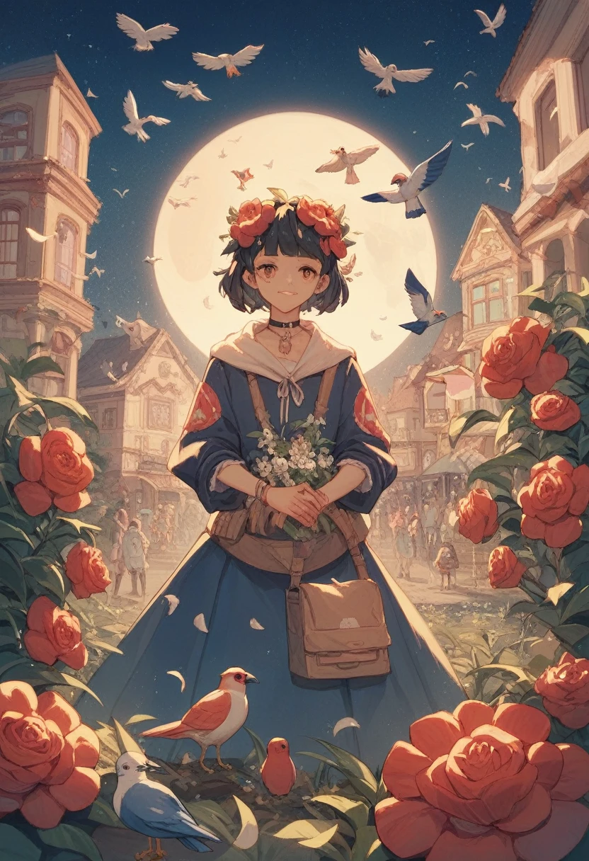 People around can hear the singing of birds everywhere。 The strong wind at night blew away the petals。

(Spring sleep without dawn，Birds are heard everywhere。 The sound of wind and rain at night，How much flowers fall。)   Tang poetry