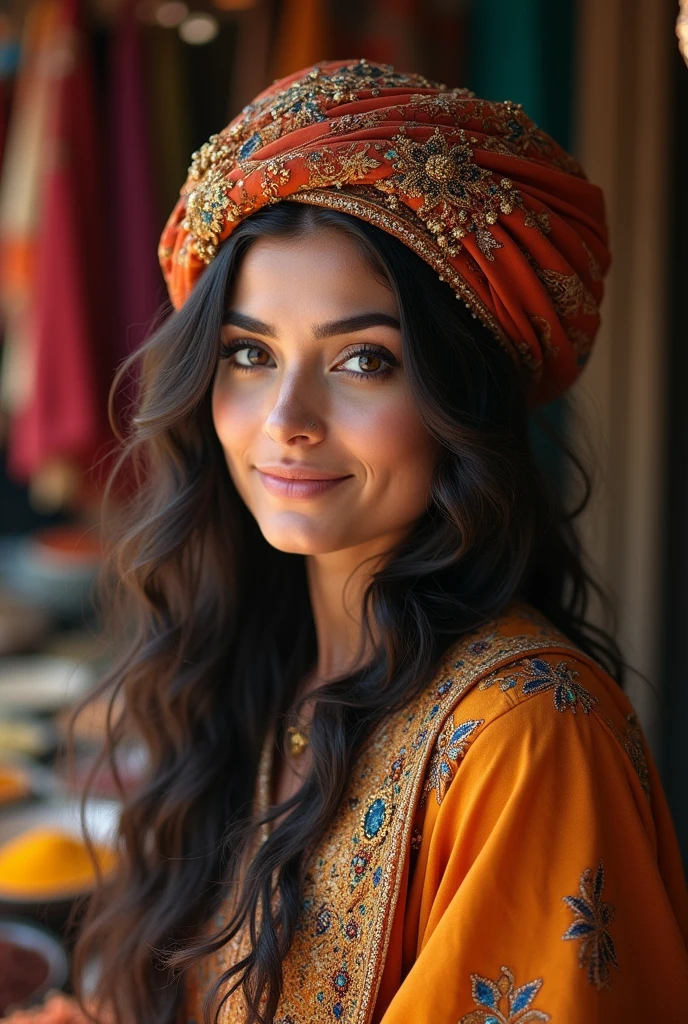 Very realistic Beautiful arabic women with beautiful turban