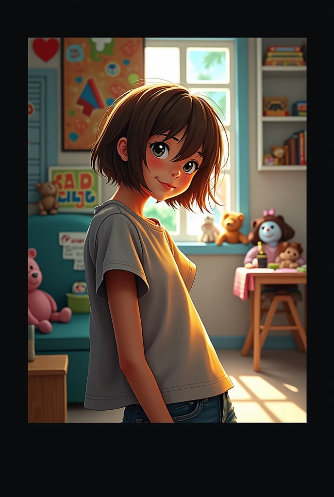 ager, large breast, short brown hair, diaper 