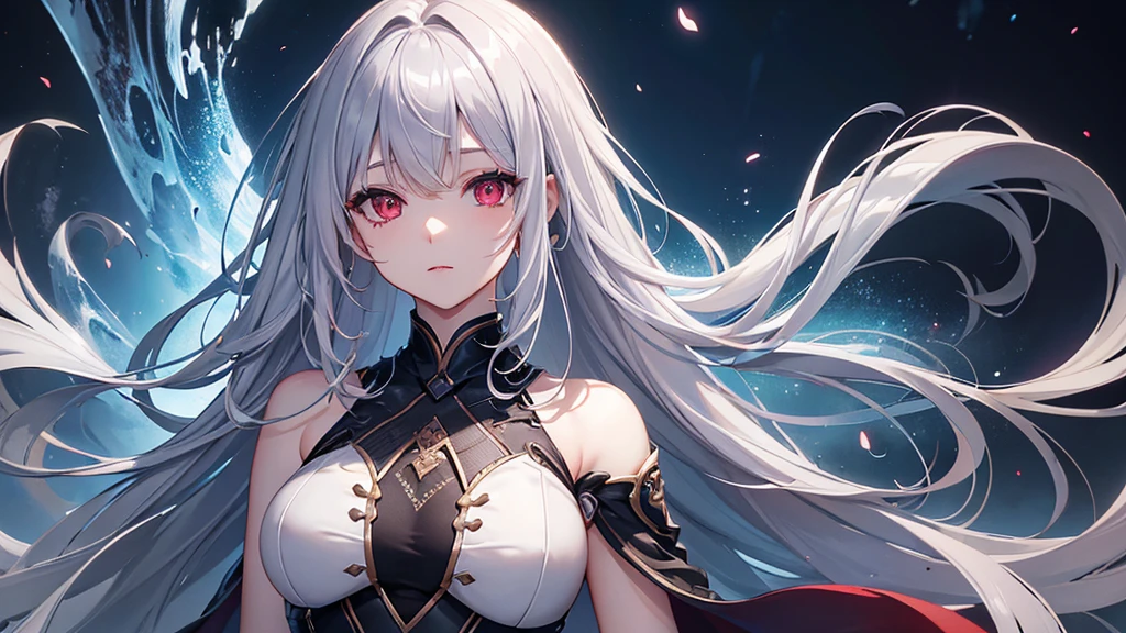 (最high quality、High resolution、Textured skin、high quality、Caution about scars、Precise CG unification、Detailed Background)、((Turn around))、Silver Hair、Pale Moon、Game CG、Red eyes