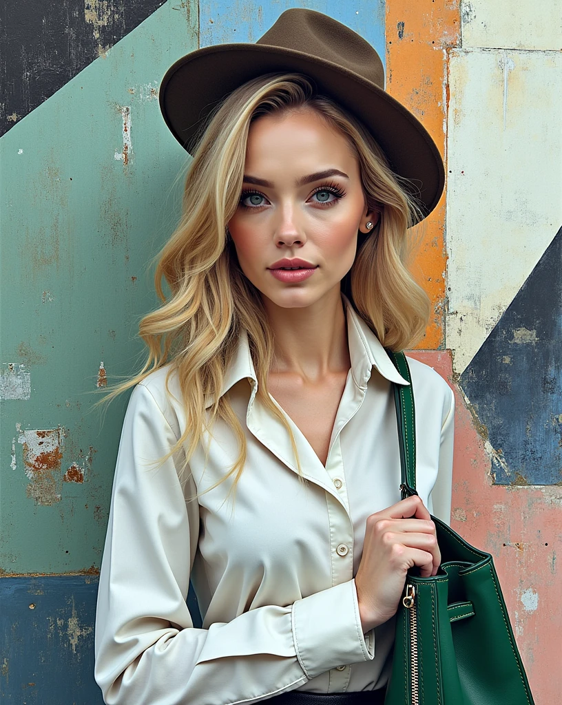 femme arafée avec une chemise blanche et un sac vert, un croquis inspiré de Louisa Matthíasdóttir, Instagram, le réalisme, Portrait Sophie Mudd, zoé kravitz, Kiko Mizuhara, photo de la beauté gal gadot, Instagram model, musée, 2 0 2 0 mode, vêtu d&#39;un t-shirt blanc