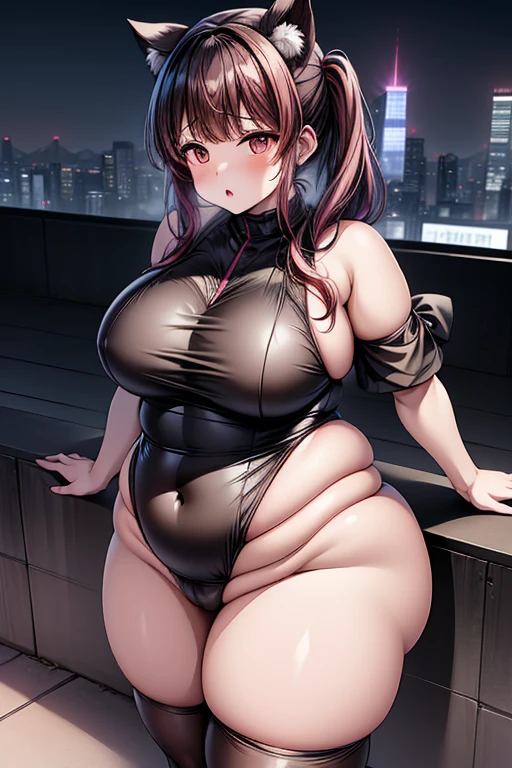 A woman in a black and white outfit is posing on a roof, Half Yamada, Tokyo Cyberpunk Night on the Roof, Chubby, On a rooftop at night in Tokyo, shikamimi, Shot with Canon EOS 5D Mark IV, Ayaka Cosplay, , Neo Tokyo, Shot on a Canon 80d, at night!!, Chiho Big Breasts、pubic hair
((((投げキッス))))