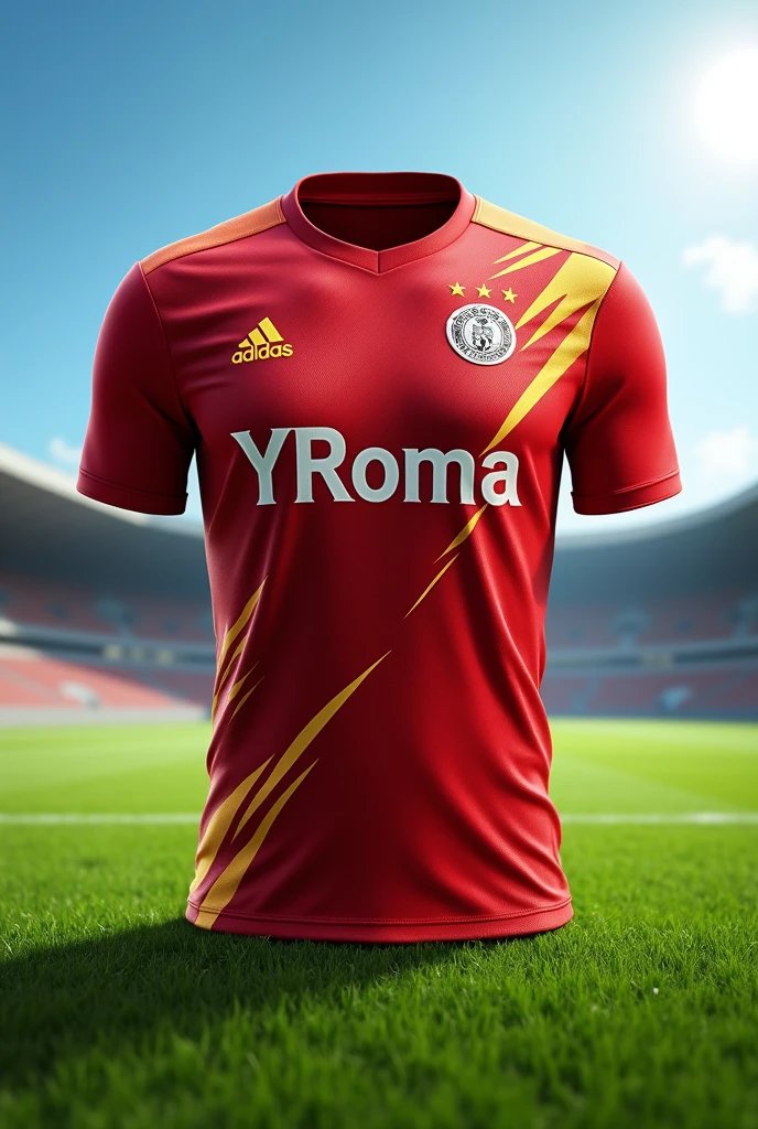 Create sublimation mockup sports jersey with soccer panles with YRoma branding on it
