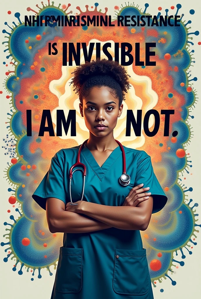 antimicrobial resistance poster, theme: educate, advocate and act now, tagline: antimicrobial resistance is invisible, i am not