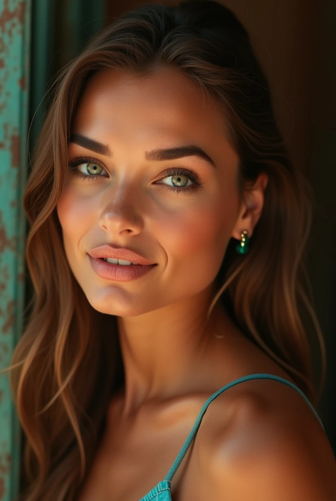 (Best Quality,4K,8K,hight resolution,masutepiece:1.2), Ultra-detailed, (Realistic,Photorealistic,Photorealsitic:1.37),(Beautiful detailed eyes, Beautiful detailed lips, extremely detailed eye and face, long eyelashes),Studio Lighting,Physically-based rendering,Vivid colors,(Suntanned woman:1.5),