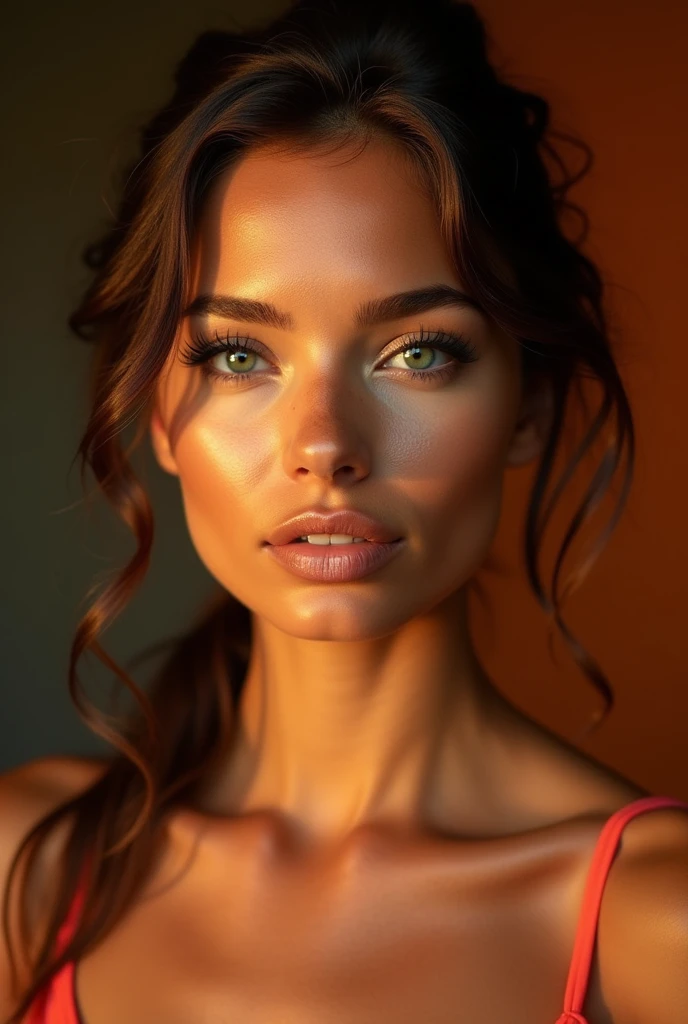 (Best Quality,4K,8K,hight resolution,masutepiece:1.2), Ultra-detailed, (Realistic,Photorealistic,Photorealsitic:1.37),(Beautiful detailed eyes, Beautiful detailed lips, extremely detailed eye and face, long eyelashes),Studio Lighting,Physically-based rendering,Vivid colors,(Suntanned woman:1.5),