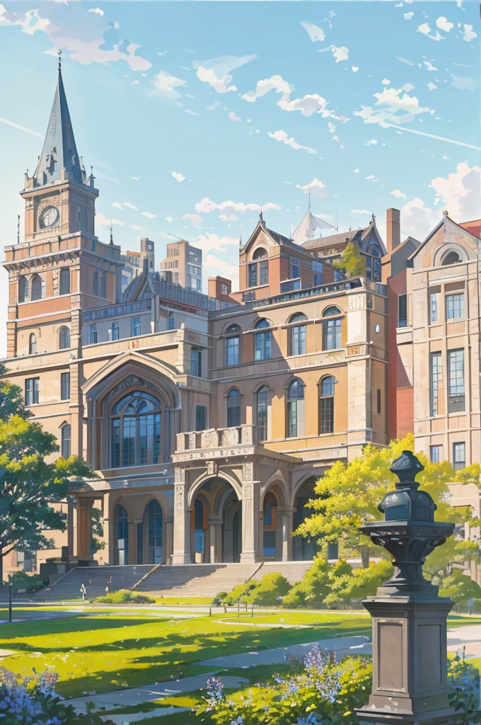 (masterpiece, best quality), Modern design , photography, Nostalgia, Ultra Detailed, morning, Stunning scenery, Urban,Harvard , Nostalgia之情  ,University campus ,Suitable resolution