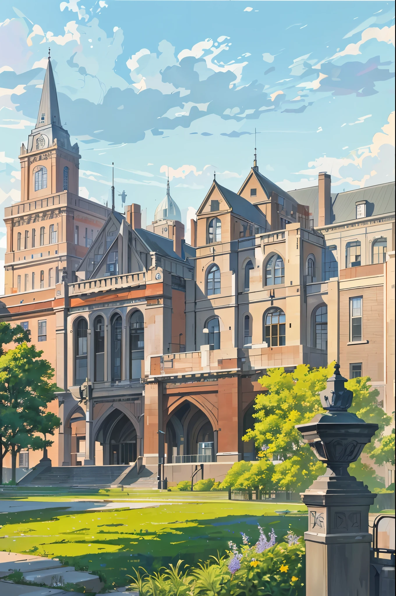 (masterpiece, best quality), Modern design , photography, Nostalgia, Ultra Detailed, morning, Stunning scenery, Urban,Harvard , Nostalgia之情 ,University campus ,Suitable resolution