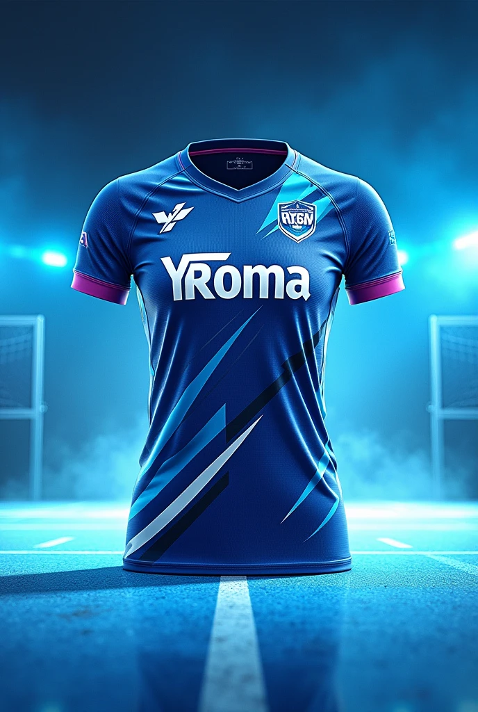 Create sublimation mockup sports women jersey with netball panles with YRoma branding on it