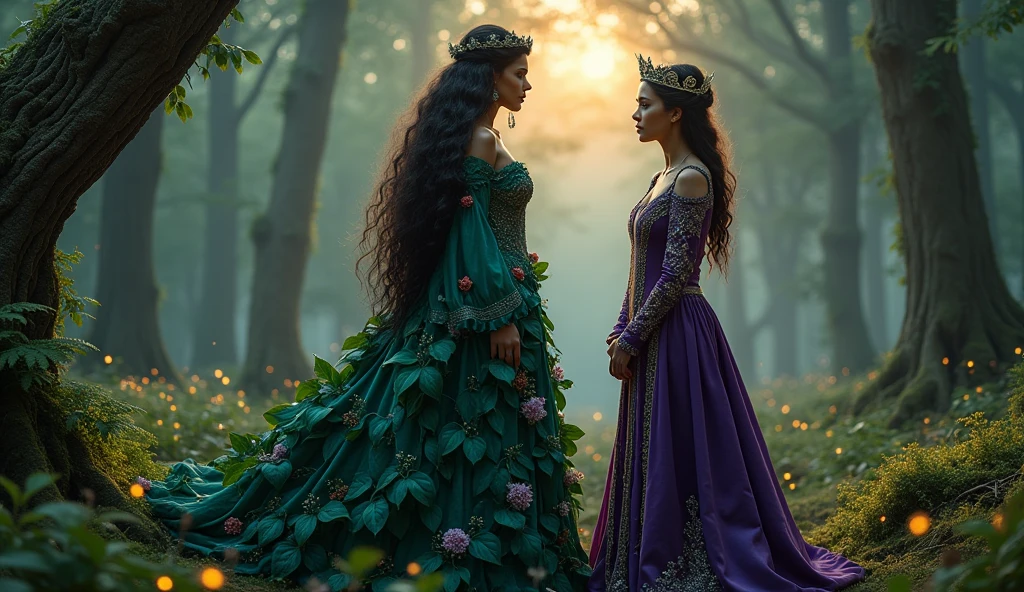 The witch woman in the forest with the queen