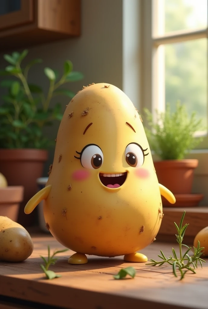 A realistic smiling potato