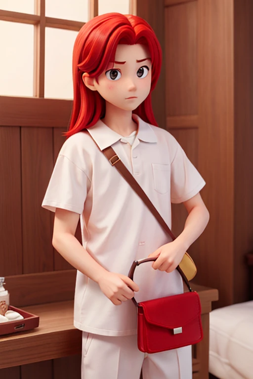 １８age、male、neutral、The whole body is red、Red Hair、