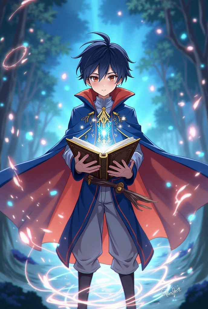 ((Best quality, 8k, Masterpiece: 1.3)), (Sharp focus: 1.2), (masterpiece, best quality:1.2),anime boy, magician,casting magic, floating magic book, surrounded by magic circles,art by makoto shikai, powerful aura,genshin impact,official character designs