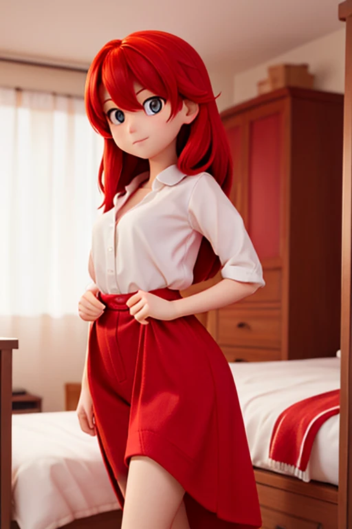 18age、female、The whole body is red、Red Hair、