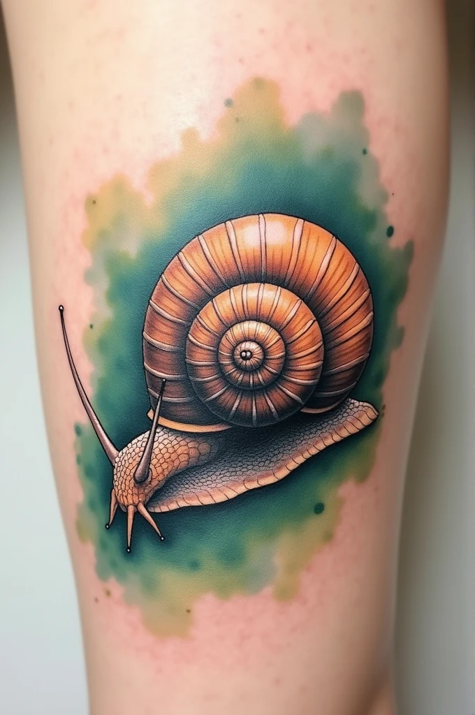A snail tattoo with the golden ratio integrated into the shell