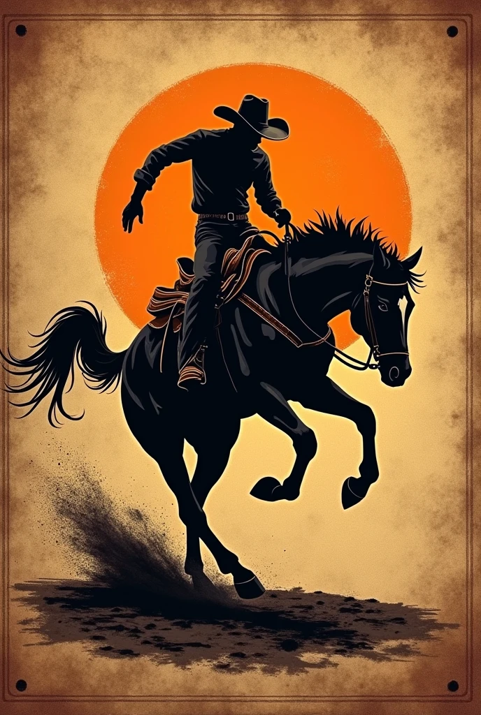 circular, Vista lateral, Vector illustration of imposing horse, estilo dos desenhos animados estilo Disney, DYNAMIC POSTER STYLE, corpo inteiro, poster, capa de revista, detalhes, Cactos, detalhado, Enfeite, thunders, pegue a chave, noite, cacto
