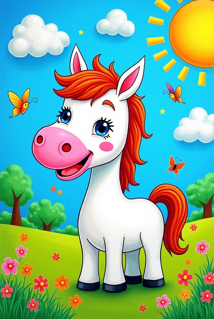 A horse in kids drawing style