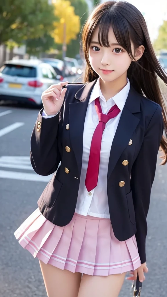 cute、high school girl、Idol、uniform、blazer、mini skirt、See-through、Fluttering in the wind