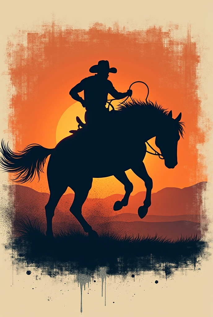Rodeo logo to put on 3d t-shirts with just one color and shaded with a square 