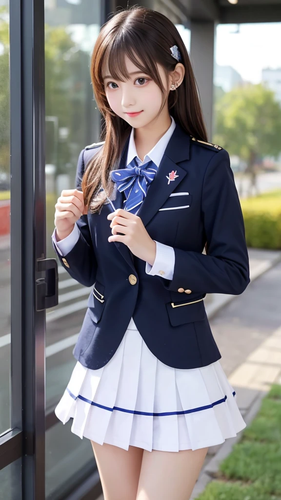 cute、high school girl、Idol、uniform、blazer、mini skirt、See-through、Fluttering in the wind