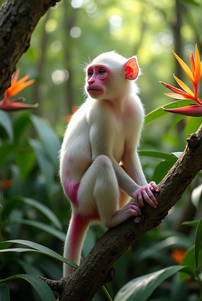 Albino red-butted monkey