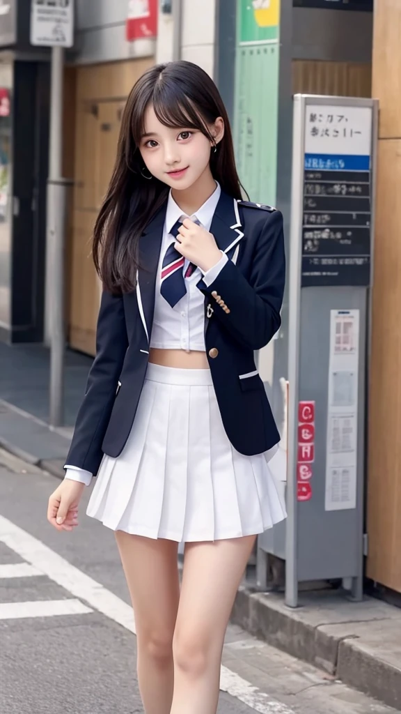 cute、high school girl、Idol、uniform、blazer、mini skirt、See-through、Fluttering in the wind