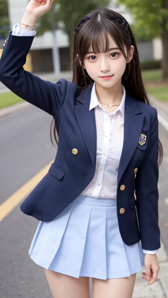 cute、high school girl、Idol、uniform、blazer、mini skirt、See-through、Fluttering in the wind