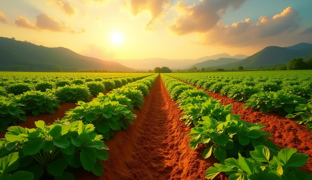 Realistic photos　A vast sweet potato field