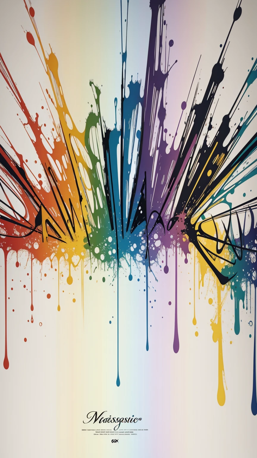 (masterpiece, Highest quality, Very detailed, 8k wallpaper), Abstract color calligraphy, Rainbow colors、Vibrant, sharp、straight