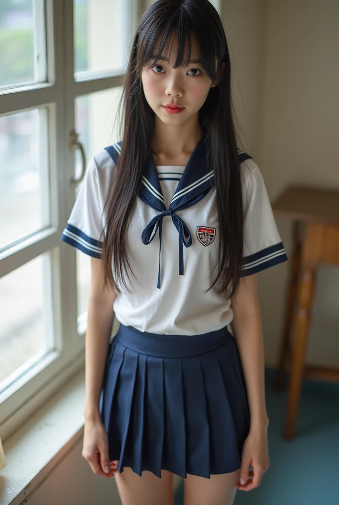 Sexy  asian wet school uniform