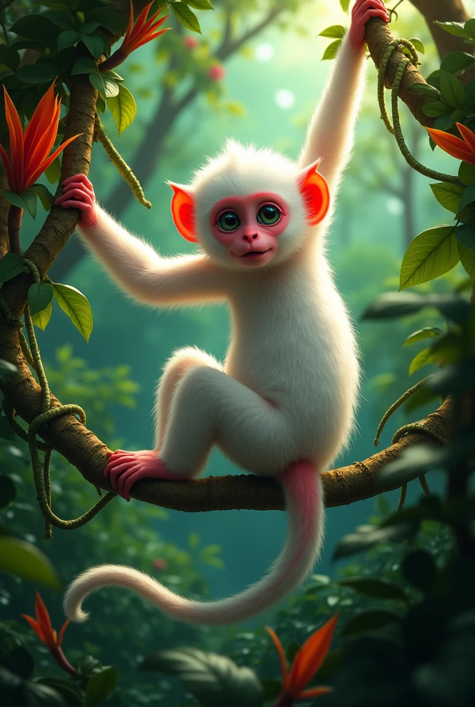 Albino monkey with red butt