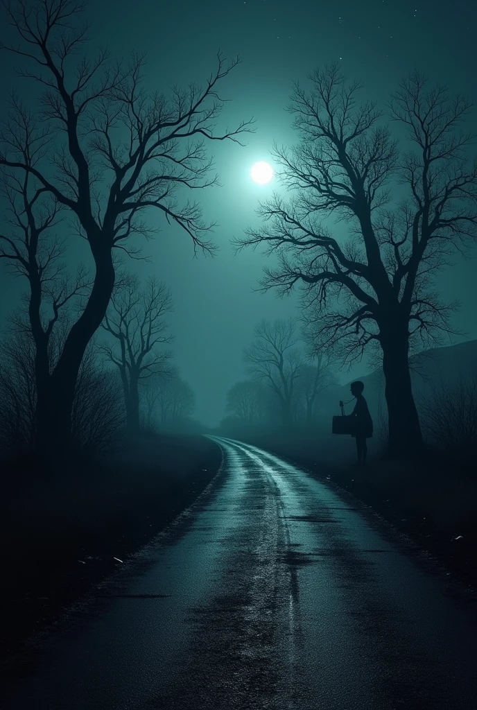 Horror scary book on road drak black no one there