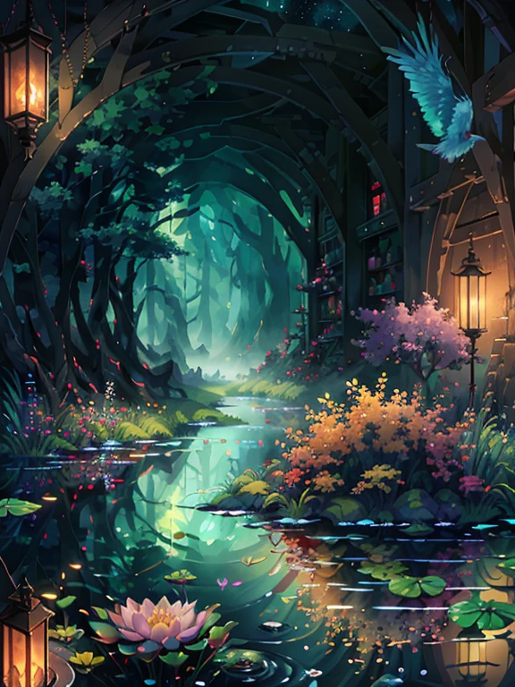 original,(Consciousness upward:1.1),(Highest quality),(masterpiece:1.1),(Highly detailed CG Unity 8k ),(color:1.2),Lotus,Wide composition,another world,Twilight,mist,A mist in the distance,Fisheye Lens,crystallization,agate,god々mischief,Three thousand worlds,incantation