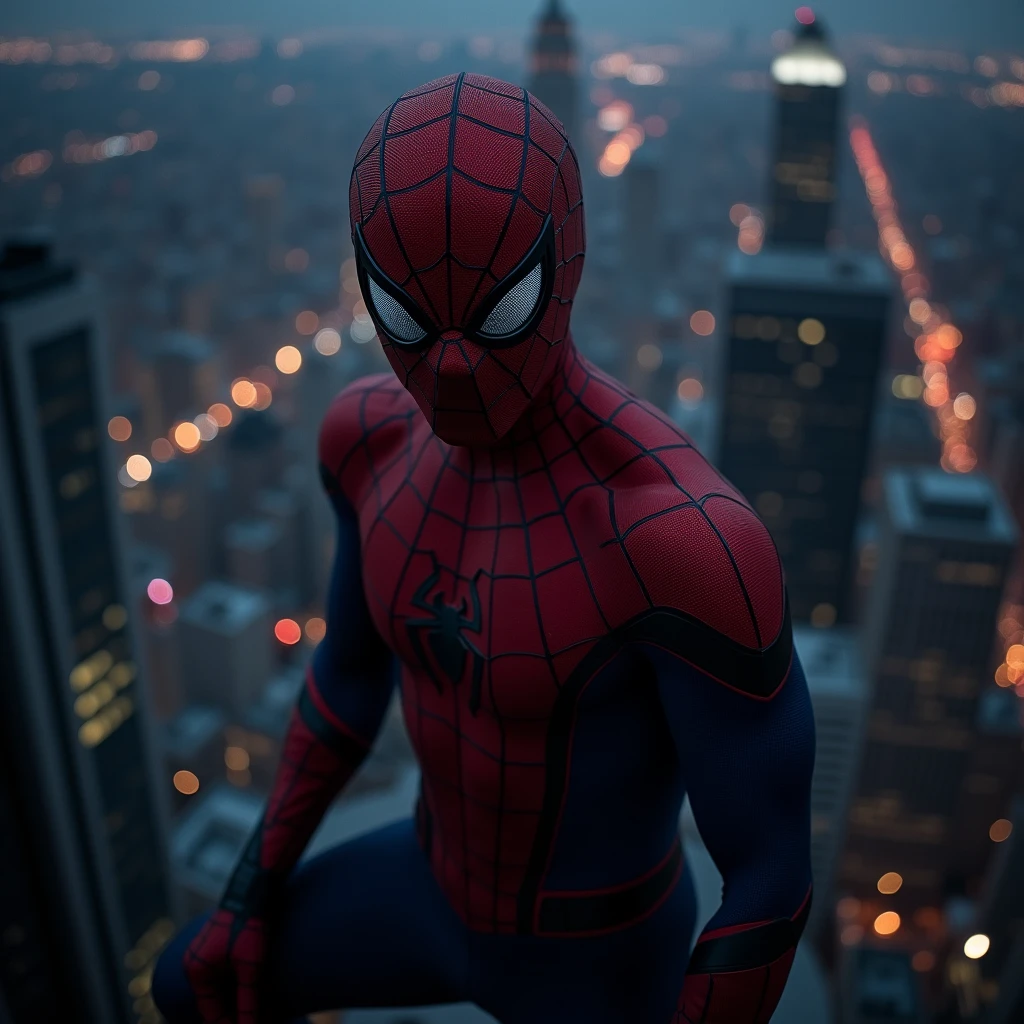 Peter Parker spiderman, 8k, uhd, severe low lighting, high quality, sharp focus, fujifilm XT3