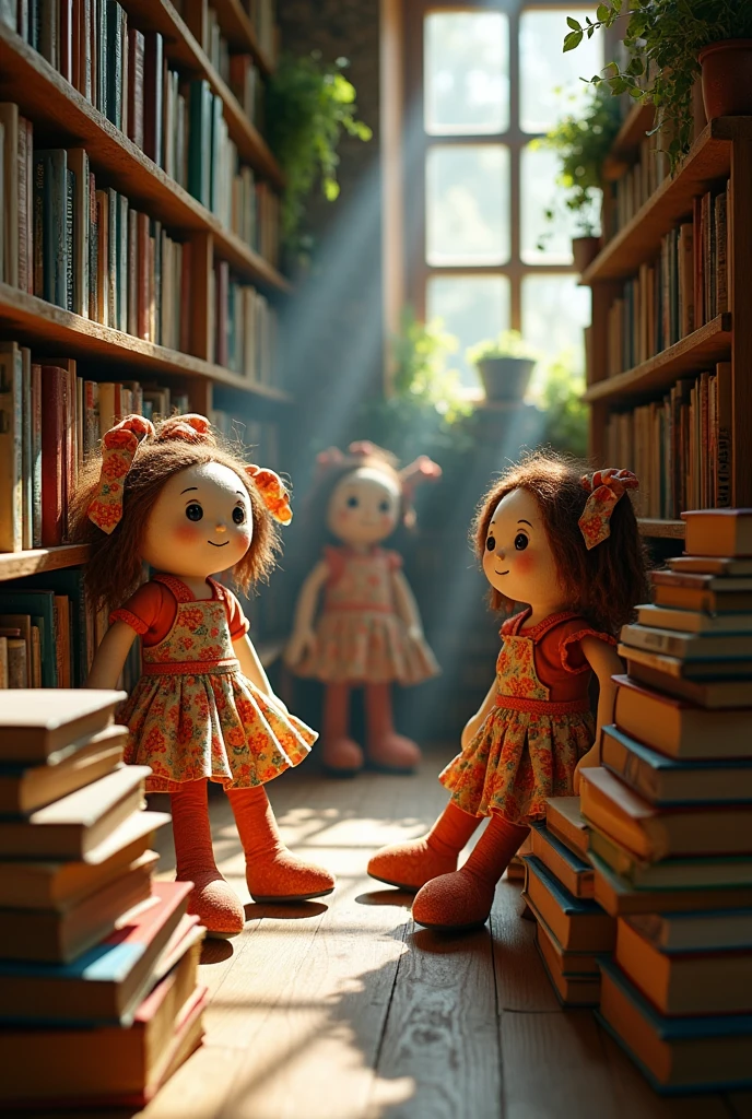 Rag dolls, body, flores. library,books, venezuela