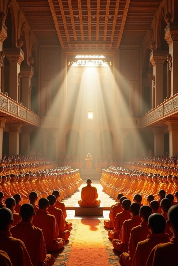 In 400 BC, in a certain kingdom, in a lecture hall there was an arhat sitting in the middle, surrounded by 80,000 monks listening to the sermon, they divided into two floors.
