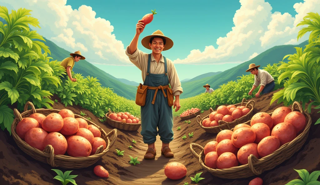 Realistic photos Japanese Sweet potato harvest